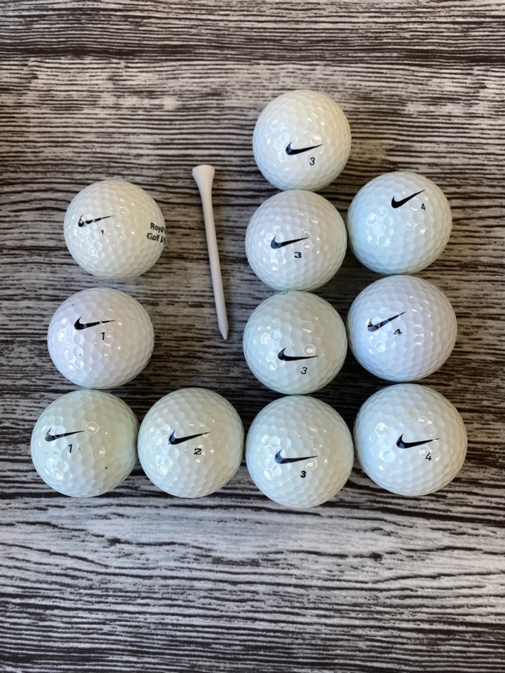 Nike White Golf Balls with Black Swoosh - Set of 11